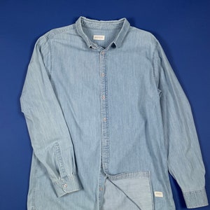 Wemoto men's denim shirts men's shirt XL light blue long sleeve T8175