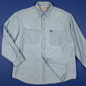 Big star jeans shirt denim shirts men used XXL blue long sleeve T8587