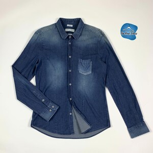 Jean Luc Paris men's shirt used shirt stretch XXL denim light man fashion T8905