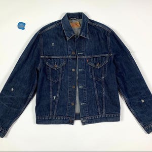 Levis 70500 XL jacket jeans denim bomber jacket destroyed blue men used T8938